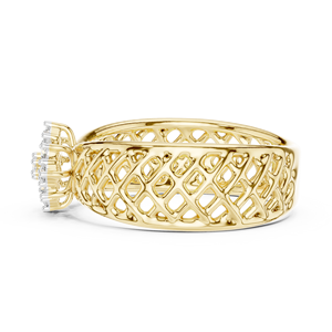 TRENDY LAB GROWN DIAMOND BRILLIANT CUT RHODIUM PLATED WOMEN'S RING <b>SET</b> 18KT SOLID YELLOW GOLD ENGAGEMENT WEDDING PARTY <b>VALENTINE</b> - Product Image 3