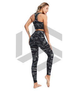 Custom Logo Design Women's New Style Sports Wear Crop Tops & <b>Legging</b> Solid <b>Pattern</b> Yoga Wear 2-Piece Set - Product Image 4