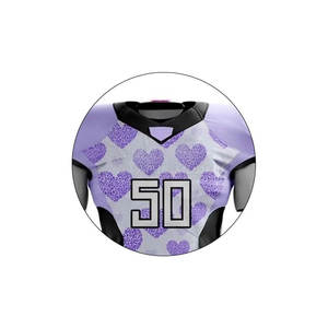 Ensemble d'uniformes de football américain personnalisés avec imprimé Cœur Violet, maillot et pantalon sublimés pour équipe, OEM, vente en gros, Lavande - Product Image 2