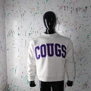 Sudadera COUGS ASH GREY con cuello alto, 100% morado, con apliques bordados, cuello ancho, CLUSH SPORTS - Product Image 4