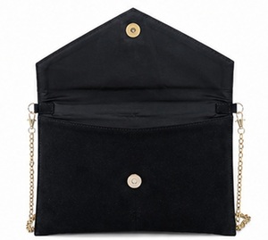 Bolso de mano tipo sobre de cuero genuino rojo para mujer Gravs, con correa cruzada metálica, cadena para el hombro, bolso de noche para fiesta, con botón de PU - Product Image 5