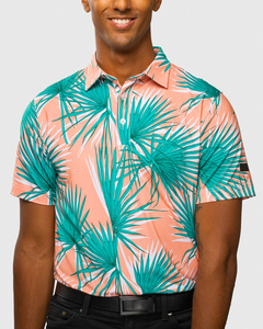 Chemise Homme Manches Courtes Imprimé Flamant Rose pour Vacances, Impression Numérique, Tissu Tricoté Anti-Plis, Logo Avant, Polyester - Product Image 1