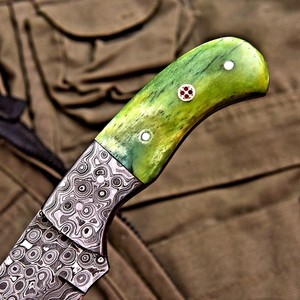 Custom Made Damascus Steel Fixed Blade Hunting & Utility <b>Knife</b> <b>bone</b> <b>Handle</b> OEM Full Tang Skinning Bushcraft <b>Knife</b> with Sheath - Product Image 2