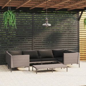 Ensemble de salon de jardin gris foncé en rotin, mobilier d'extérieur 6 places, design contemporain - Product Image 1