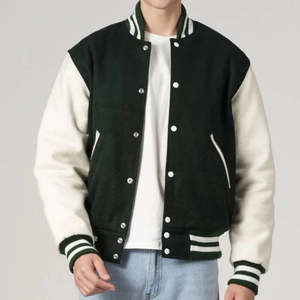 Chaquetas Varsity personalizadas para hombre, chaquetas bomber con logotipo bordado personalizado, chaqueta de invierno con mangas de cuero PU - Product Image 1