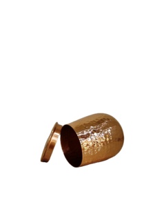 Gobelet en cuivre pur martelé à la main de qualité supérieure avec couvercle assorti |   Verre à boire de luxe |   Vaisselle en cuivre de designer à finition miroir - Product Image 3