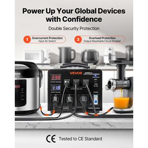 Convertitore Automatico Trasformatore di Potenza per Carichi Pesanti 3000VA Step Up/Down da 110V a 220V/da 220V a 110V per Adattatori da Viaggio - Product Image 3