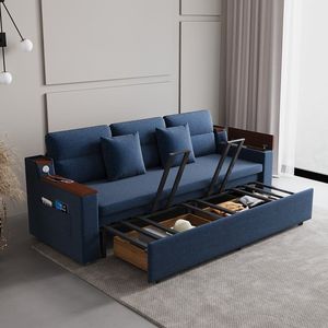 Divano letto in lino da 83 \ "3 posti con porta USB per uso domestico o in ufficio divani letto eleganti e confortevoli - Product Image 3