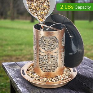 Comedero para Pájaros de Metal Rústico Colgante con Diseño de Libélula, Comedero para Pájaros Silvestres para Exteriores, Decorativo para Jardín, Patio o Terraza - Product Image 2