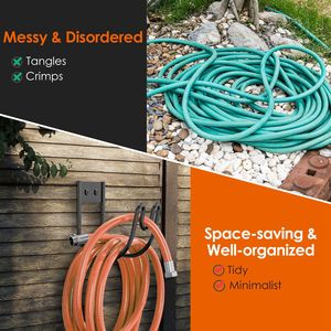 2 paquets de cordons de rallonge pour tuyau d'arrosage en acier inoxydable robuste pour l'organisation de l'enrouleur de tuyau d'eau Crochet en métal pour tuyau d'arrosage Porte-outils de jardinage - Product Image 2