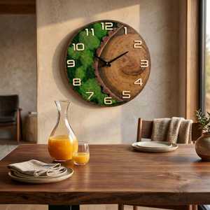Forest Whisper Handmade Wall <b>Clock</b> Green Haven Wood Slice <b>Clock</b> Mossy Timber Artisan Wall <b>Clock</b> Rustic Woodland Moss Decor <b>Clock</b> - Product Image 6