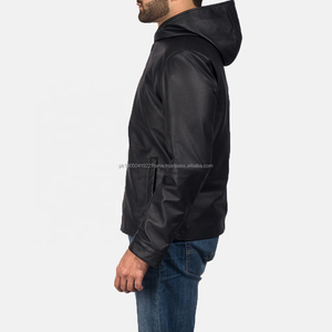 Chaqueta de cuero con capucha para hombre de nuevo estilo 2025, chaqueta de cuero de oveja personalizada para hombre, chaqueta de cuero acolchada - Product Image 4