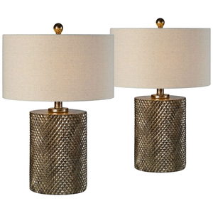 Modern Hammered Textured Metal Table <b>Lamp</b> With Oatmeal Linen Drum Shade Perfect For Bedside And <b>Living</b> <b>Room</b> Decor For Wholesale - Product Image 3