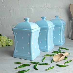 Charming Polka Dot <b>Storage</b> <b>Jar</b> With Easy Lift Lid Smooth Finish Space Efficient Design Freshness Lock <b>Kitchen</b> Organizer - Product Image 6
