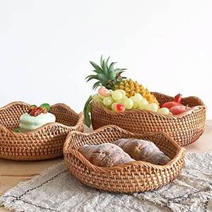 Panier multifonctionnel en rotin tressé artisanal et écologique, support à fruits avec poignée, organisateur en bambou pour la maison - Product Image 2