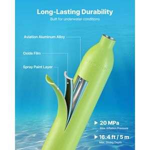 Mini Bombola Subacquea Portatile da 0,5L, Riutilizzabile, per Immersioni di 10 Minuti, Serbatoio Portatile per Respirazione Subacquea con Ossigeno/Aria - Product Image 3