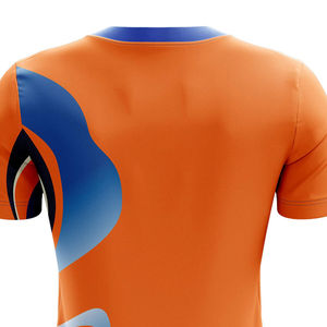 Conjunto de Camiseta Polo y Pantalones Cortos para Hombre, Sublimado, con Patrón Abstracto Naranja y Azul, Estilo Casual de Verano, Dos Piezas - Product Image 6