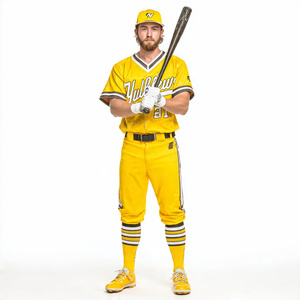 Uniforme de Béisbol Personalizado para Hombre, Negro y Dorado con Logotipo Y Impreso, 100% Poliéster, Absorbente de Humedad, Antibacteriano, Manga Corta, Corte Regular - Product Image 2