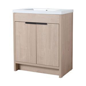 Mobile Bagno Freestanding da 30 Pollici con Lavabo in Resina Bianca e 2 Ante con Chiusura Ammortizzata (BVB02430PLO GRB3040) - Product Image 5