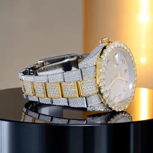 Montre de luxe pour homme en acier inoxydable avec verre Moissanite, montre-bracelet à quartz moderne, finition premium élégante et glacée, édition limitée - Product Image 2