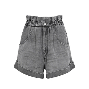 High Waist Solid Color Women's Cotton Canvas Shorts With Pockets Elastic Waist Casual Style Breathable Woven Fabric - Product Image 1