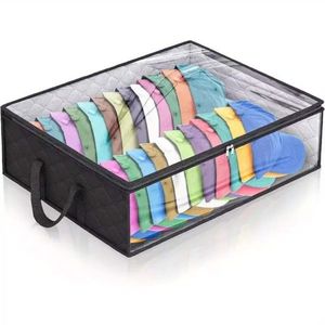 Organizzatore per Cappellini da Baseball Neri con Scomparto Trasparente, Sacchetto Antipolvere e Soluzione di Stoccaggio con Cerniera - Product Image 4