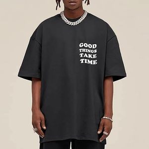 T-shirts graphiques vintage pour hommes, coupe oversize, imprimé floral et lettres, style streetwear rétro, décontracté, coupe ample, 100% coton, personnalisable - Product Image 1