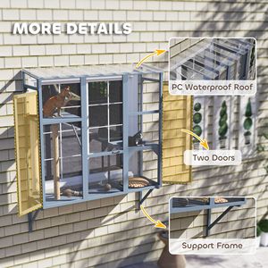 Catio da Finestra Moderno per 2-3 Gatti di Taglia Grande da Interno con 2 Piattaforme per Saltare e Tiragraffi per Giocare e Riposare, Adatto a Gatti di Taglia Media - Product Image 6