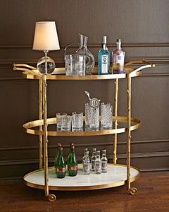 Chariot de bar, chariot à bar doré, chariot de service à roulettes, chariot de bar roulant, chariot de service de luxe, chariot de bar moderne - Product Image 5