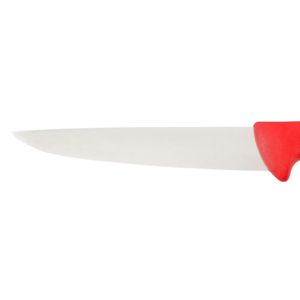 Couteaux à désosser à manche rouge avec lame pointue argentée, poignée ergonomique avec protège-doigts pour la découpe de la viande, le désossage et la boucherie professionnelle - Product Image 2