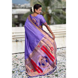 ผ้าไหมมาลาลักมี ปาธานี ลายลาเวนเดอร์ แบรนด์อีลิท วีฟส์ น้ำหนัก 650 กรัม เสื้อผ้าอินเดียและปากีสถาน - Product Image 5