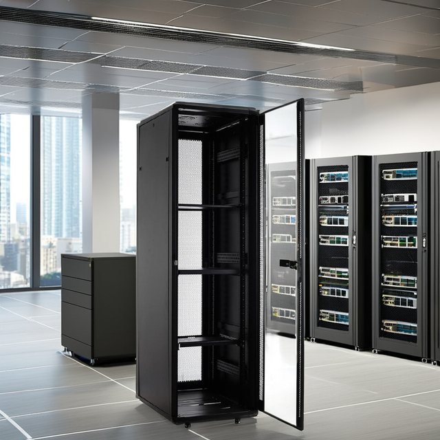 Heavy Duty 19 Inch Server Rack Network Cabinet with Wheels 18U-47U SPCC Steel Server Enclosure in Stock