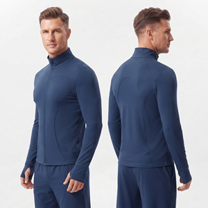 Chaqueta Deportiva Personalizada para Hombre, Chaqueta de Yoga y Fitness con Cuello Alto, Chaqueta de Gimnasio Transpirable de Punto con Cierre Completo, Chaqueta Deportiva Ajustada para Hombre - Product Image 1
