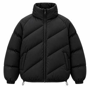 Blouson matelassé pour homme, col montant, fermeture éclair, coupe-vent, imperméable, hiver, décontracté, coupe ample, rembourrage en polyester, longueur standard - Product Image 1