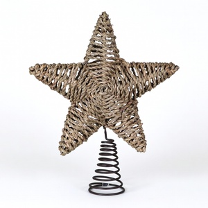 Décorations d'arbre de Noël en jonc de mer faites à la main, étoiles décoratives pour arbres de Noël, prix de gros, fournitures de fêtes - Product Image 1