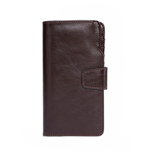 Trendy Custom Genuine Leather Long <b>Wallet</b> Unisex Fold Closure Minimalist Design Daily Use Brown Color Long <b>Wallets</b> - Product Image 2