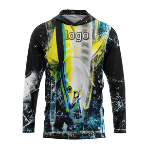 Camisa de Pesca con Capucha de Manga Larga para Hombre, Impresión por Sublimación, Protección UV UPF 50, Top Deportivo para Exteriores, Diseño con Estampado Azul - Product Image 3