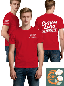 Men's Oversized Knitted Cotton T-Shirt Solid Color Short Sleeve O-Neck Casual Anti-Wrinkle Jersey Front Printing Ready Made - Product Image 4
