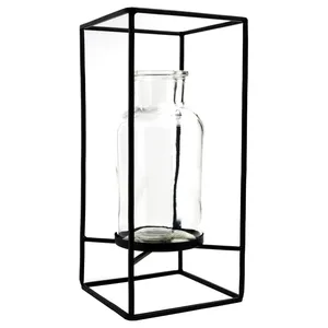 Vase de sol en métal fait main, moderne et luxueux, pour mariages, avec récipient floral en verre amovible, idéal pour la décoration intérieure, les magasins et les hôtels. - Product Image 2