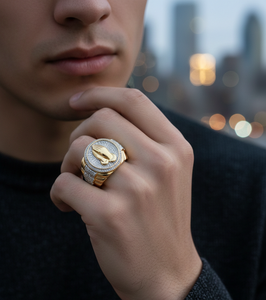 แหวนตราประทับทรงหกเหลี่ยมแบบกำหนดเองสำหรับผู้ชาย 3 กะรัต VVS มอยส์ซาไนต์ ชุบทองคำขาว 14K สไตล์ฮิปฮอปประดับเพชรเต็มวง แหวนนิ้วก้อย ดีไซน์พรีเมียม - Product Image 3