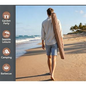 Parasol de patio bohème à franges de 7 pieds, inclinaison réglable à 30 degrés, auvent solaire extérieur portable, en métal, 2 sections, pour plage et hôtel - Product Image 6