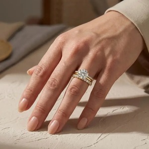 925 Moissanite 4.0 Carat 10.0mm Classic Round Cut <b>Solitaire</b> Engagement <b>Ring</b> in Sterling <b>Silver</b> Yellow Gold Plating VVS Clarity - Product Image 3