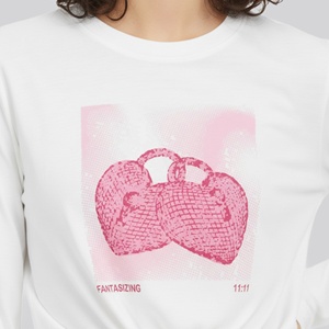 Latest Design Low Price Women's Casual <b>T</b>-<b>Shirts</b> with Hole Print 100% Cotton Custom Logo Bangladesh women <b>t</b>-<b>shirt</b> - Product Image 4