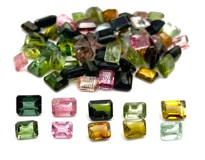 Turmalina Natural, Corte Octogonal, Facetada, Piedras Sueltas, Turmalina Multicolor, Piedras Calibradas de 4 mm y 6 mm, Piedras Preciosas Sueltas al por Mayor - Product Image 2