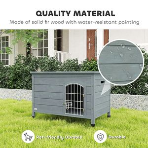 Gabbia Decorativa per Cani in Legno da 80 cm, con Tetto Apribile, Fondo Rimovibile e Chiusura di Sicurezza, Grigio Scuro - Taglie XXL e XXXL per Cani Giganti - Product Image 4
