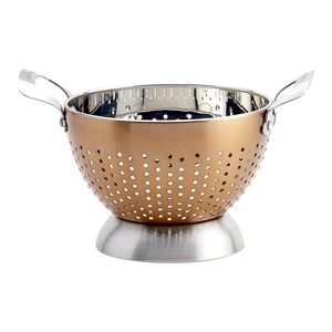 Round Stainless Steel <b>Colander</b> For Washing Leafy Greens Fruits Pasta And Vegetables With Easy Grip Handles - Product Image 2