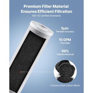 Cartuccia Filtro Acqua per Tutta la Casa a 3 Stadi 4.5'' x 20'' CTO Carbon Block, Filtro di Ricambio per Uso Domestico - Product Image 3