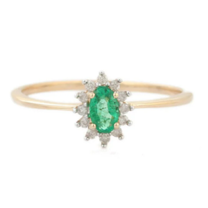 14K Gold Emerald and Diamond Engagement Ring for Women - Product Image 2