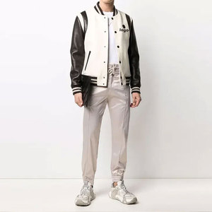 Econex Sports Men's Varsity Jacket Polyester/Cotton Fleece Windproof Solid Color <b>Covered</b> <b>Button</b> Closure Casual Winter Slim Fit - Product Image 2