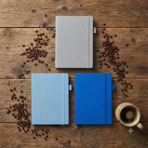 Carnet de notes Aurelux en tissu gris à couverture rigide avec fermeture élastique et boucle porte-stylo pour l'écriture au bureau et les notes quotidiennes - Product Image 6